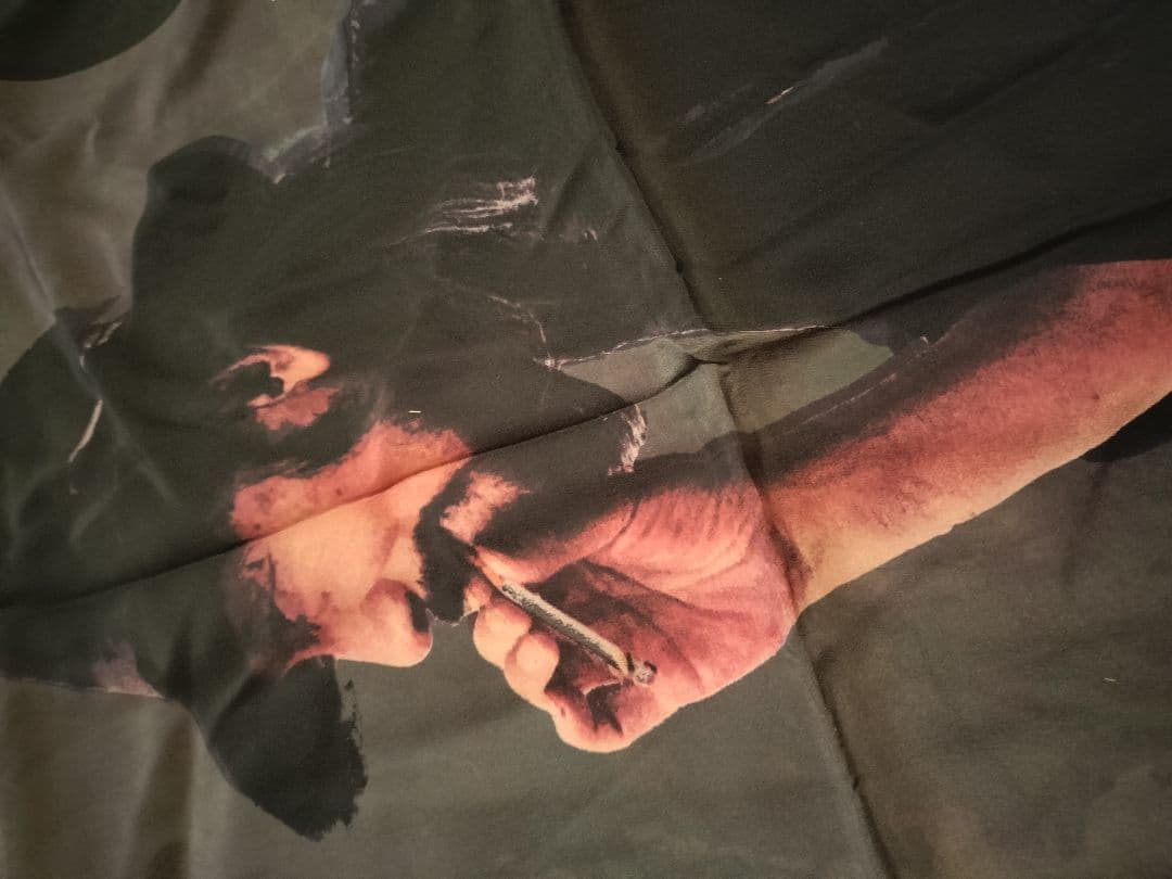 【新品未使用】ヨウジヤマモト　シルクスカーフ　山本耀司柄　タグ