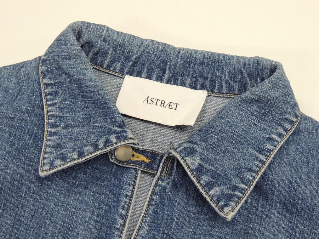 ASTRAET ウォッシュ加工 インディゴ デニム スキッパー ワンピース