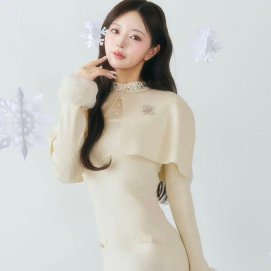 Darich ビジューケープニットミニワンピース FREE