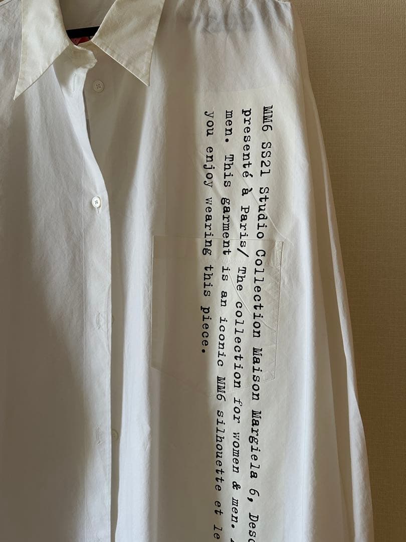 メゾンマルジェラ　MM6 ホワイトオーバーサイズシャツ シャツワンピース