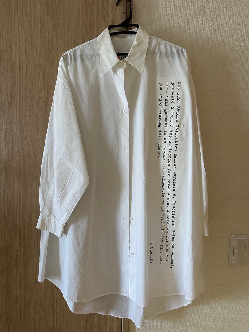 メゾンマルジェラ　MM6 ホワイトオーバーサイズシャツ シャツワンピース