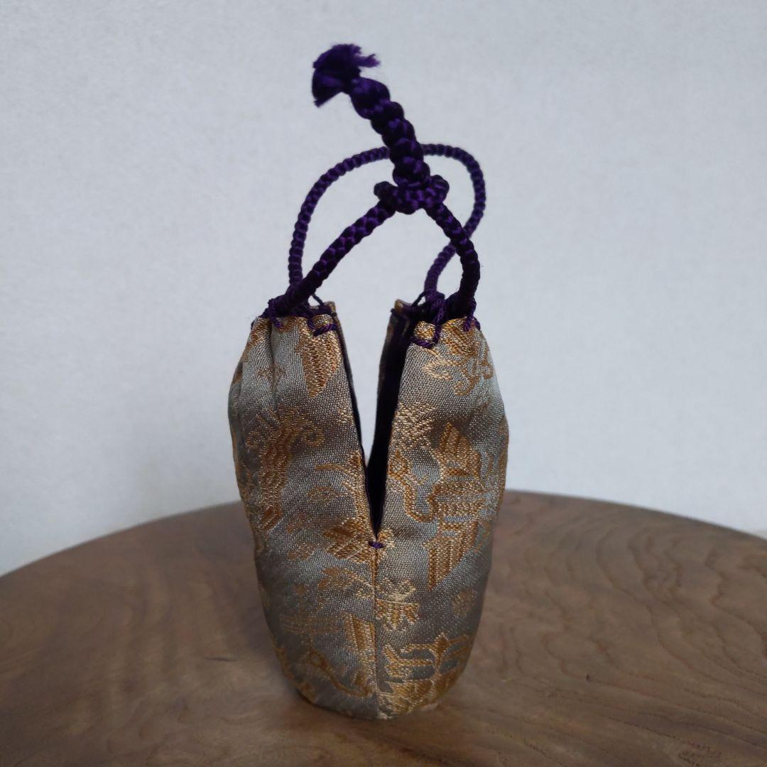 茶入　肩衝茶入　高取焼　高取喜恵　作　仕履付　有栖川紋　大火登金襴　【匿名配送】