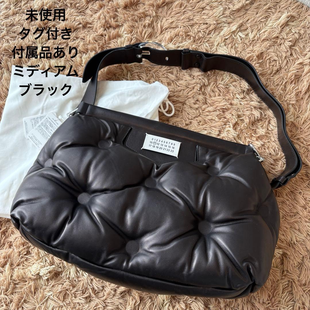 【未使用】メゾンマルジェラ グラムスラム レザー ショルダーバッグ ブラック
