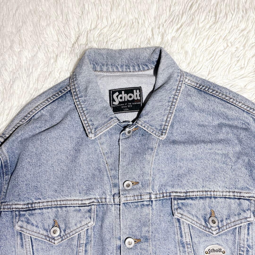 Schott NYC デニムジャケット XL 大きいサイズ 00s 短丈 ワイド