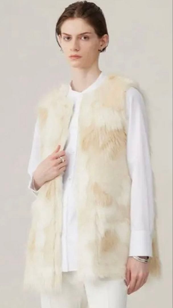 ジレ　ファー　スエード　リバーシブル　エコフォックス　ICB