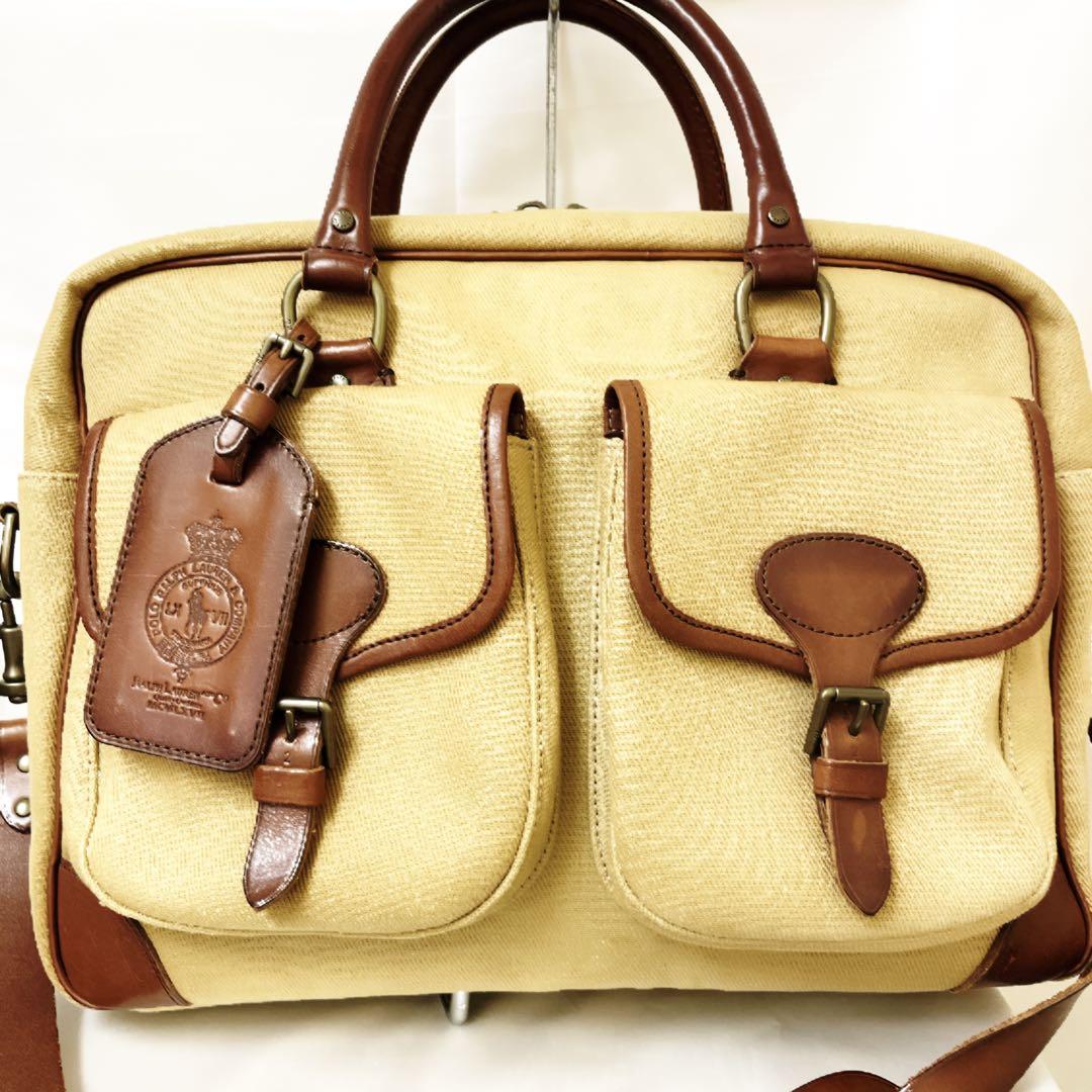 【激レア】ラルフローレンヘリテージ レザートリム キャンバス　ビジネスバッグ