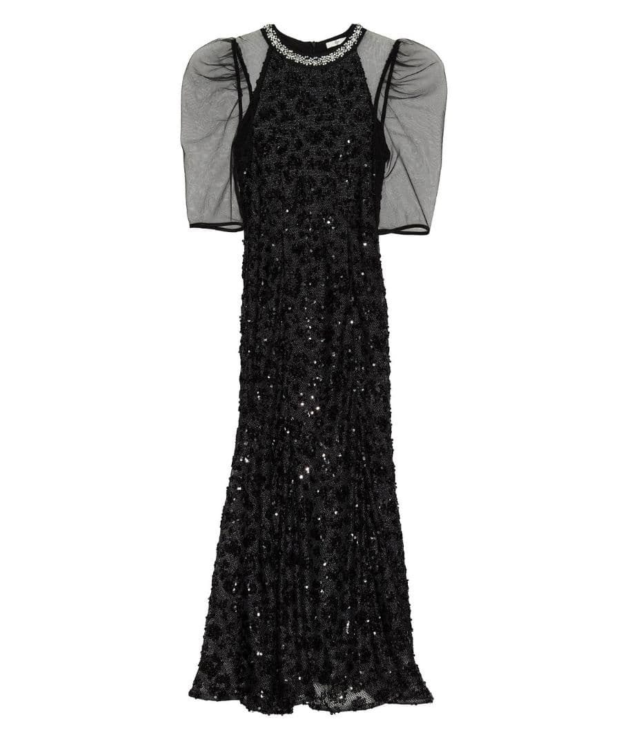 【新品タグ付】LEJA ビジューネックスパンコールシアーマーメイドワンピース