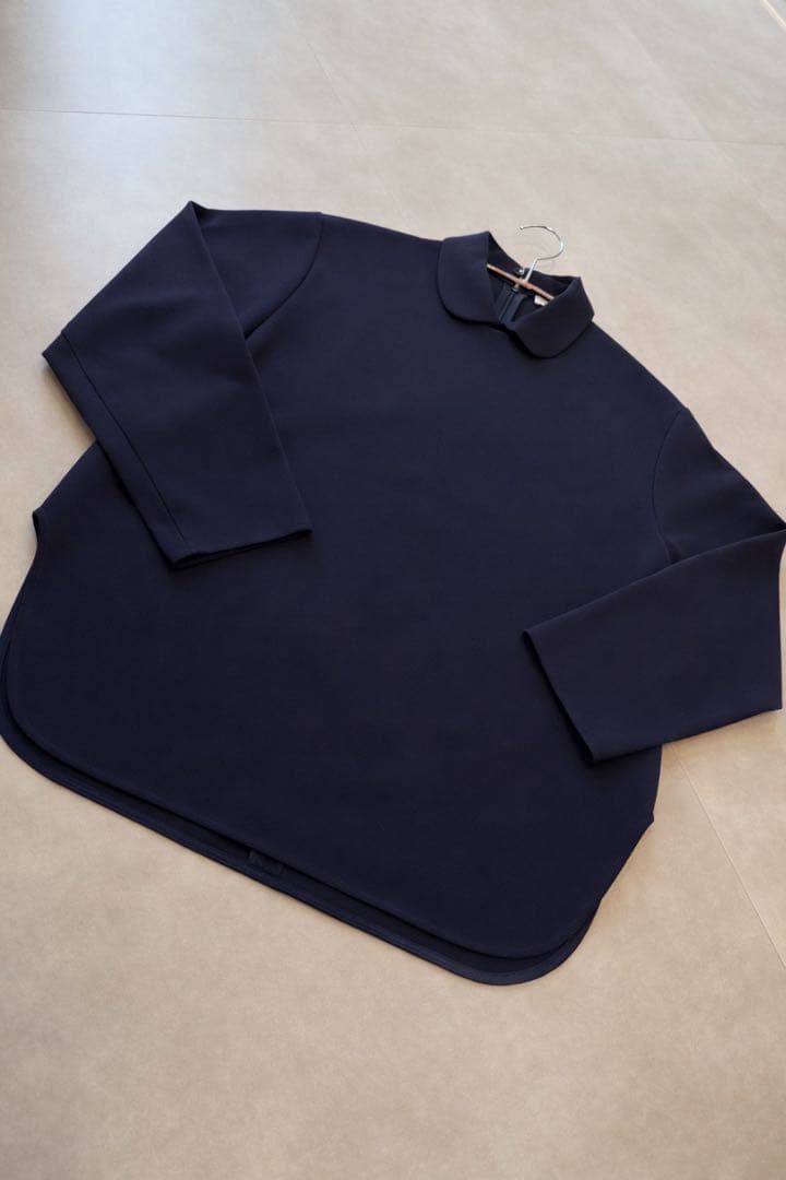 yori（ヨリ）ダブルクロス丸襟カラーブラウス♡ネイビー