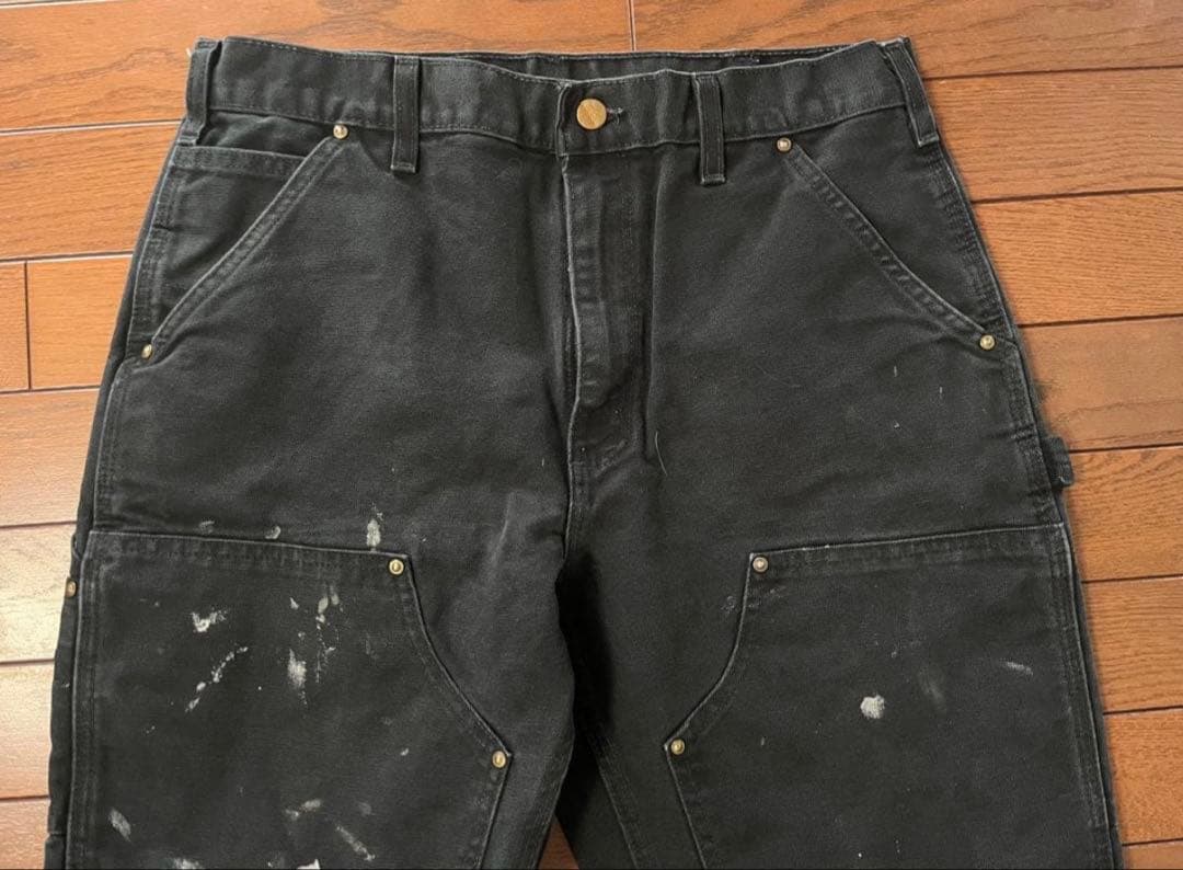 カーハートダブルニー　ブラック　carhartt w34 l30