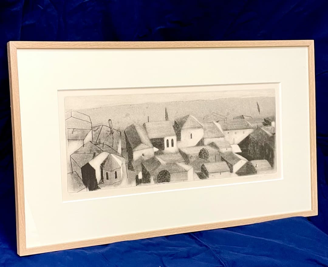 【真作保証】阿部幸洋『La poblacion』銅版画 10部限定 スペイン風景