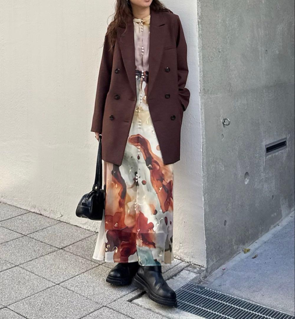 Ameri インクアート柄ドレス