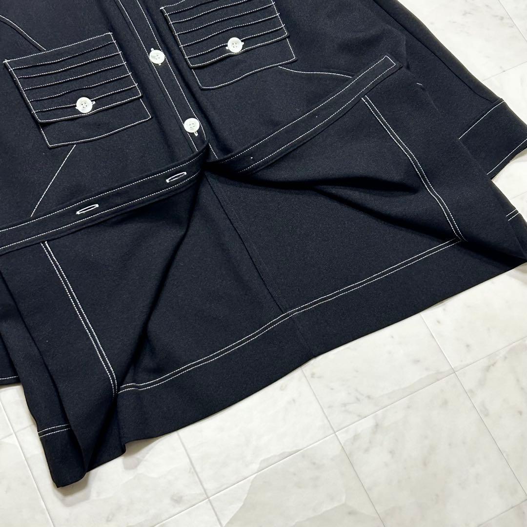 美品✨Cen. ノーカラーステッチブルゾン シャツ ブラック FREE