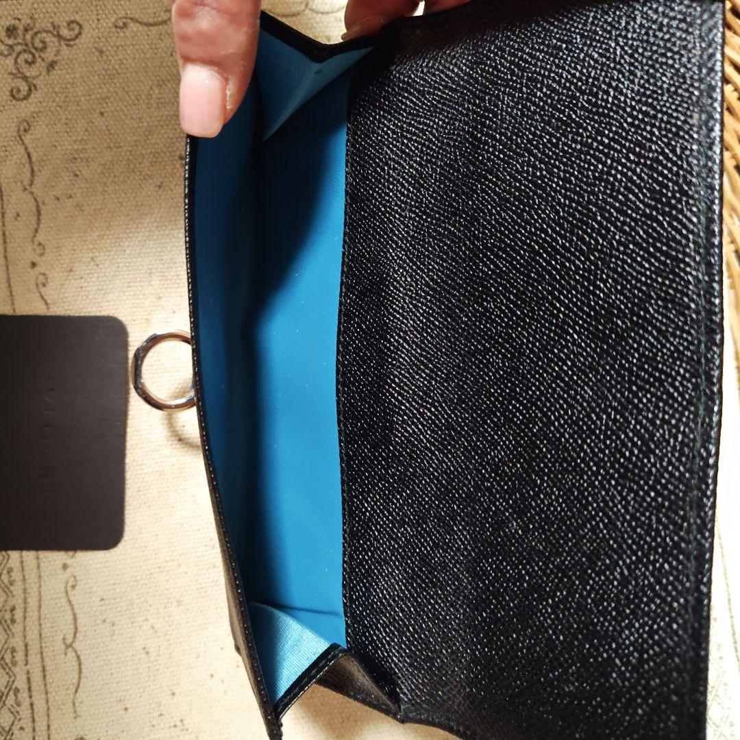 ブルガリブラックレザー長財布 リング付き