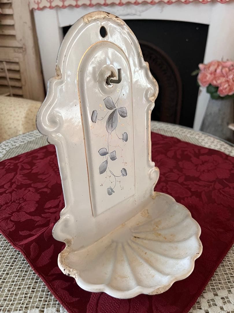 フレンチアンティーク ホーローカップホルダー カップ&ソープラック