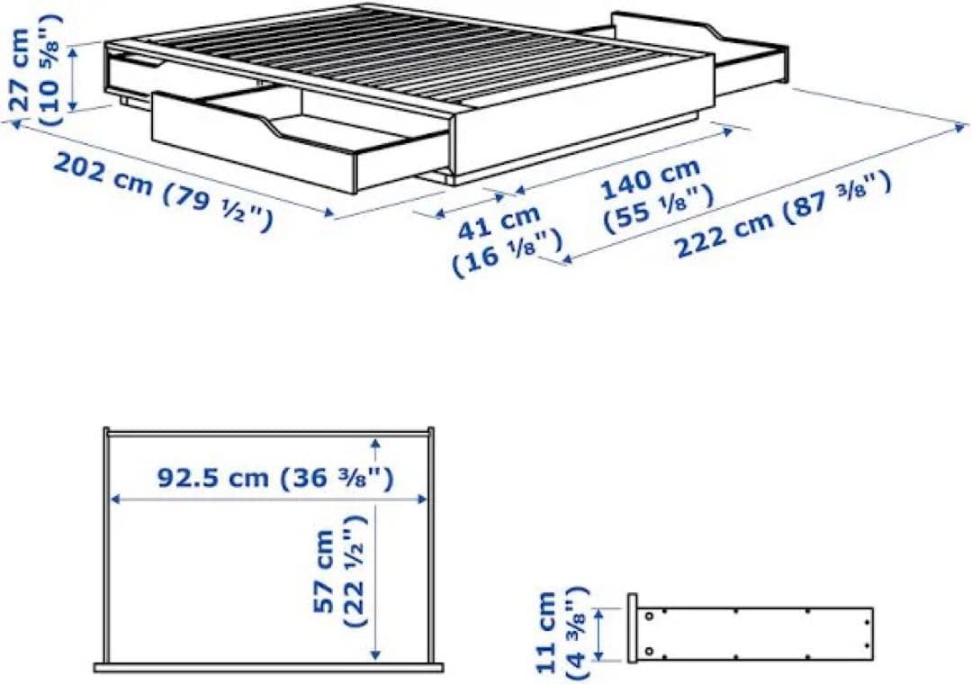 IKEA マンダール クイーンベッド 収納付き