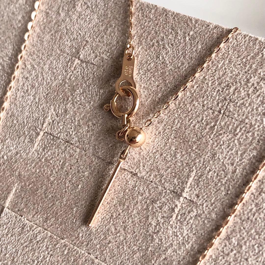 極美品 エテ K18MPG ミラーカットチェーンネックレス ミストピンクゴールド