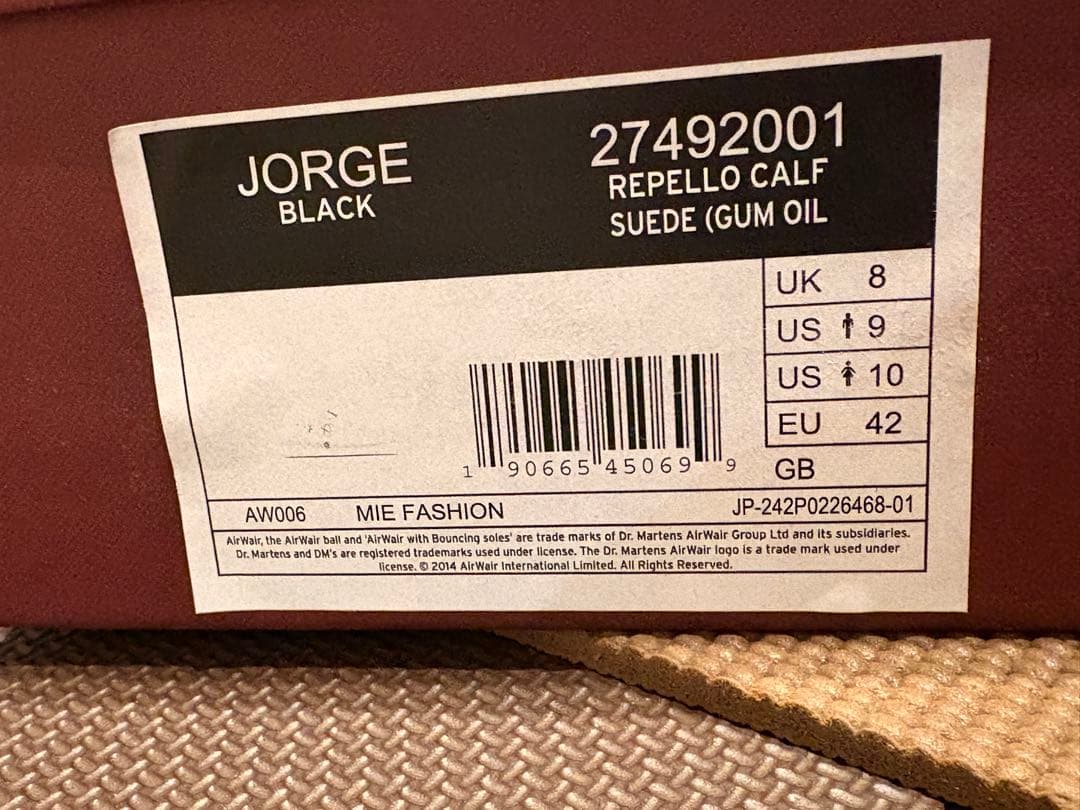 ドクターマーチン Dr.Martens JORGE uk8 ジョージ スエード