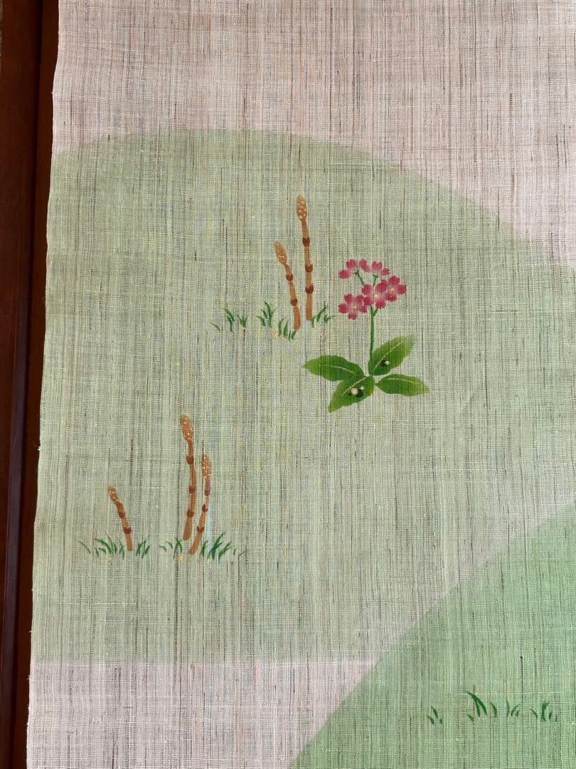 手描手染のれん「春の訪れ　若草」小川光章新品