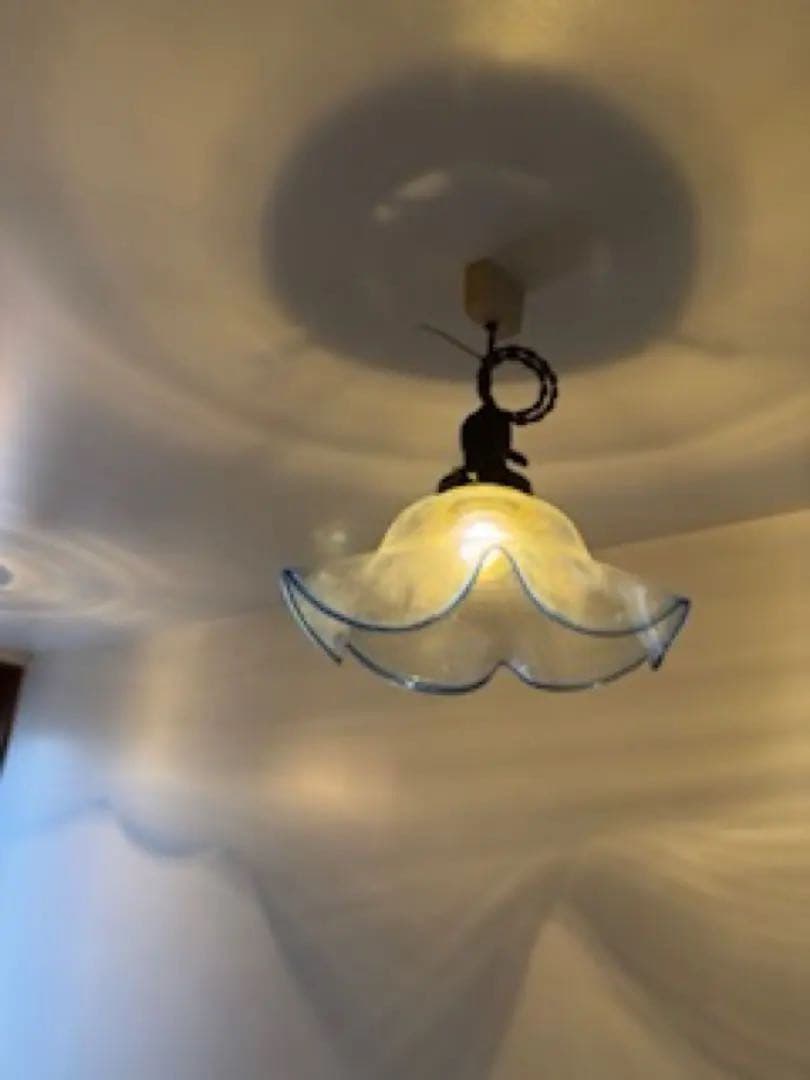 *️⃣プロフ必読❣️10/31迄お値下げ アンティーク ペンダントライト 青縁 ガラス