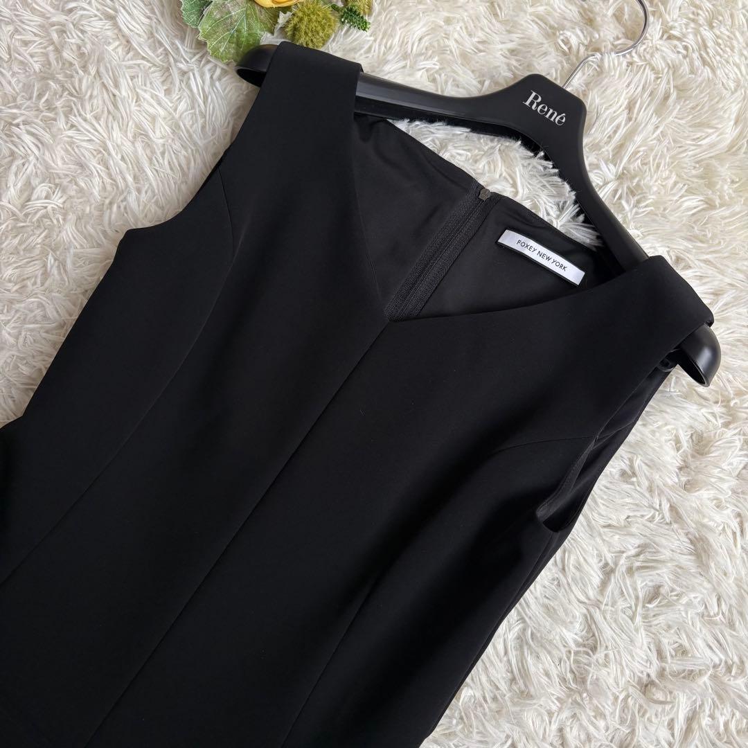 タグ付き未使用級 21年♡フォクシーニューヨーク ドレスナイトフォール 黒 38