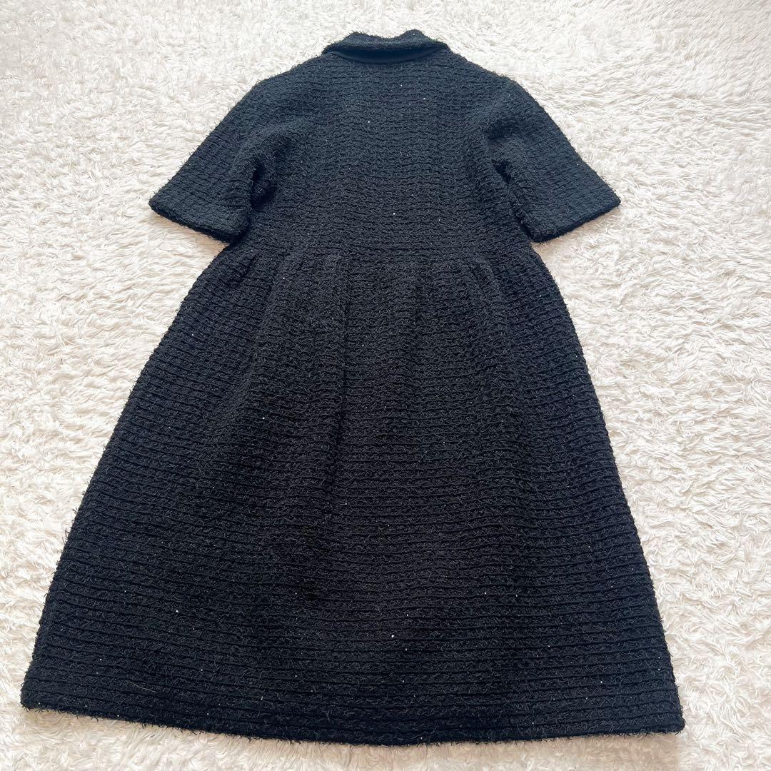 タグ付 2026年春夏 ルルウィルビー　ツイードニットワンピース　ボタンビジュ