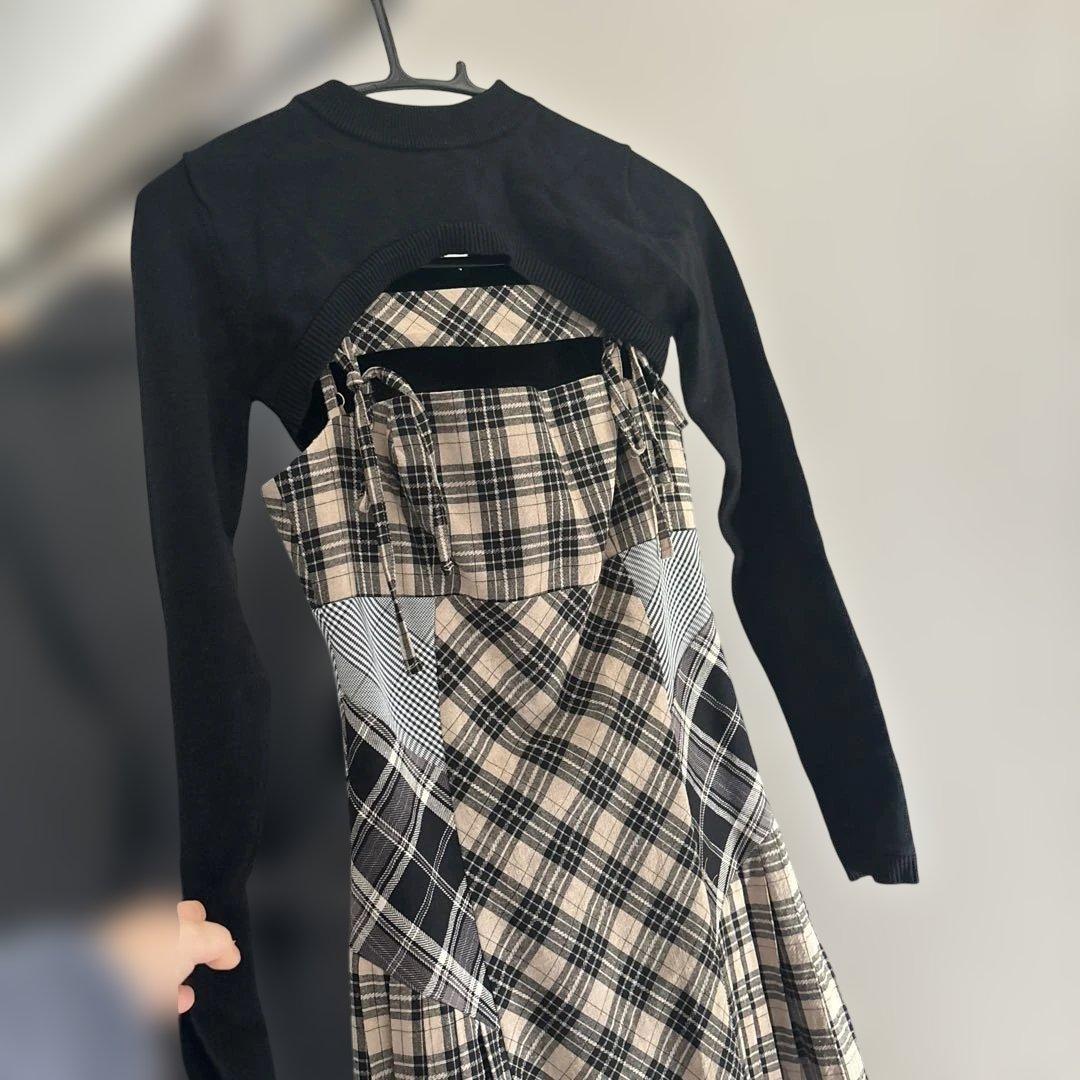 andmary Nadia check long dress アンドマリー