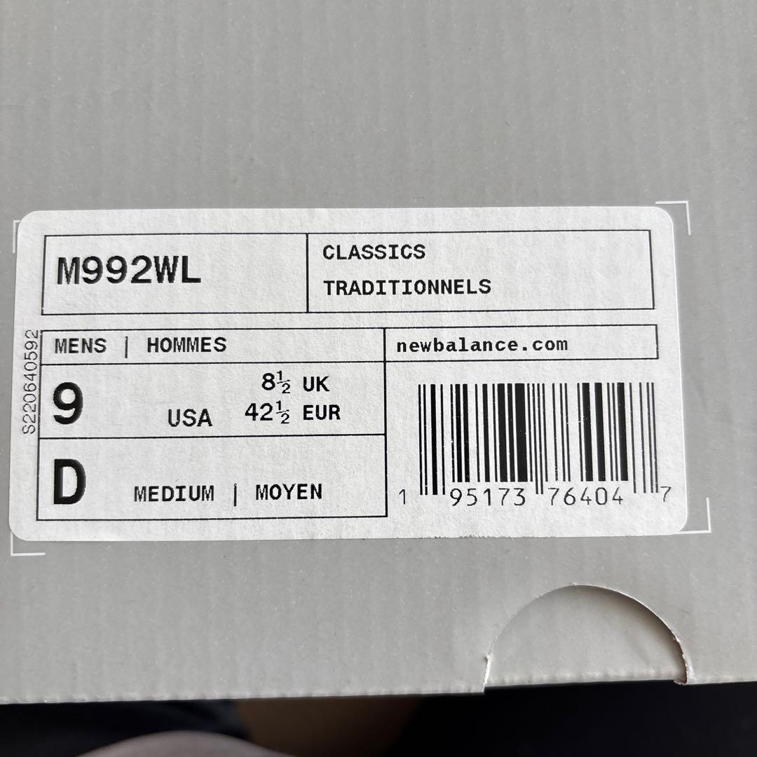 New Balance M992 WL グレー 27cm US9 新品未使用