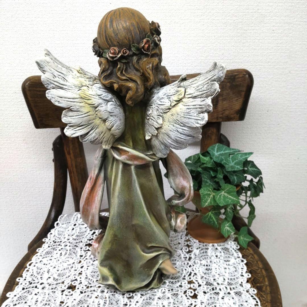 祈る リトルガールエンジェル☆少女の天使の置物 　西洋インテリア 　アンティーク
