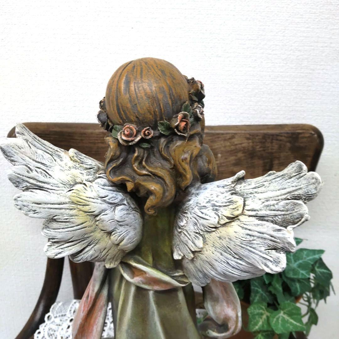 祈る リトルガールエンジェル☆少女の天使の置物 　西洋インテリア 　アンティーク