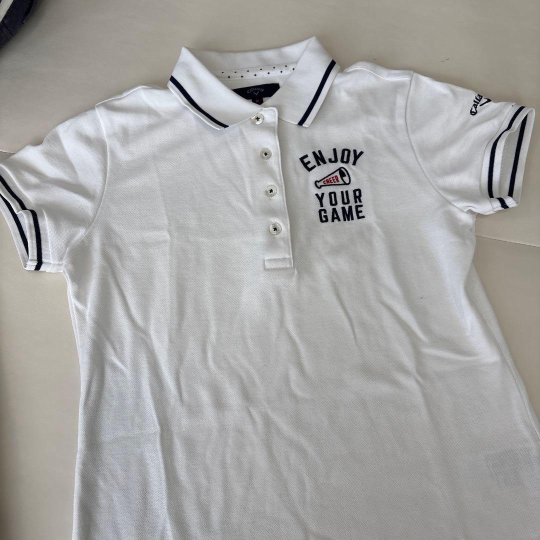 【6点セット】Callaway ゴルフウェアセット一式 ホワイト/ネイビー