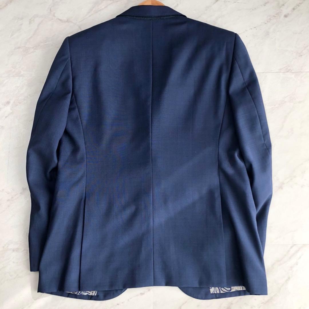 美品✨CANONICO生地 オーダーメイドスーツ 裏地ペイズリー柄 ネイビー系