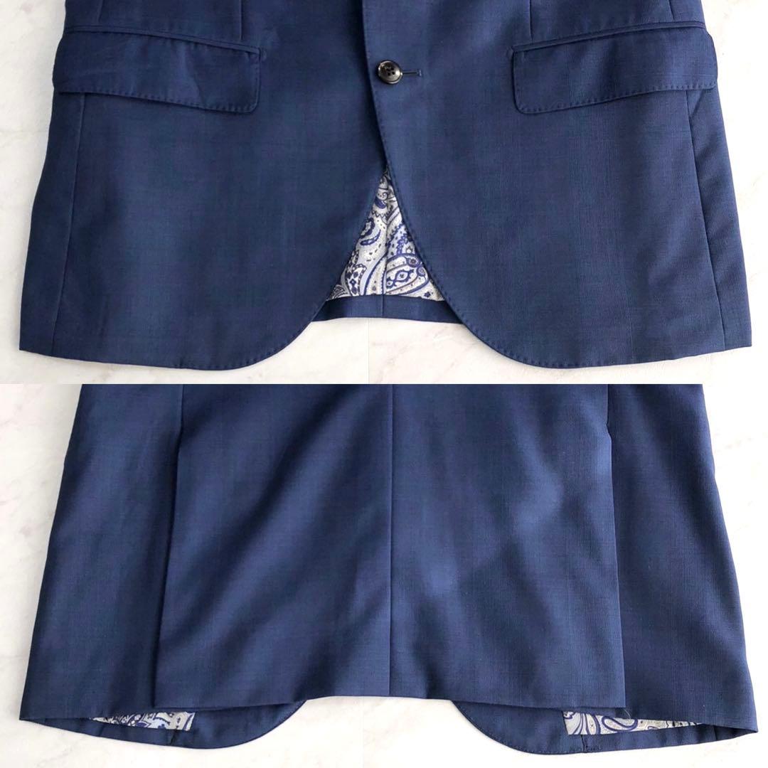 美品✨CANONICO生地 オーダーメイドスーツ 裏地ペイズリー柄 ネイビー系