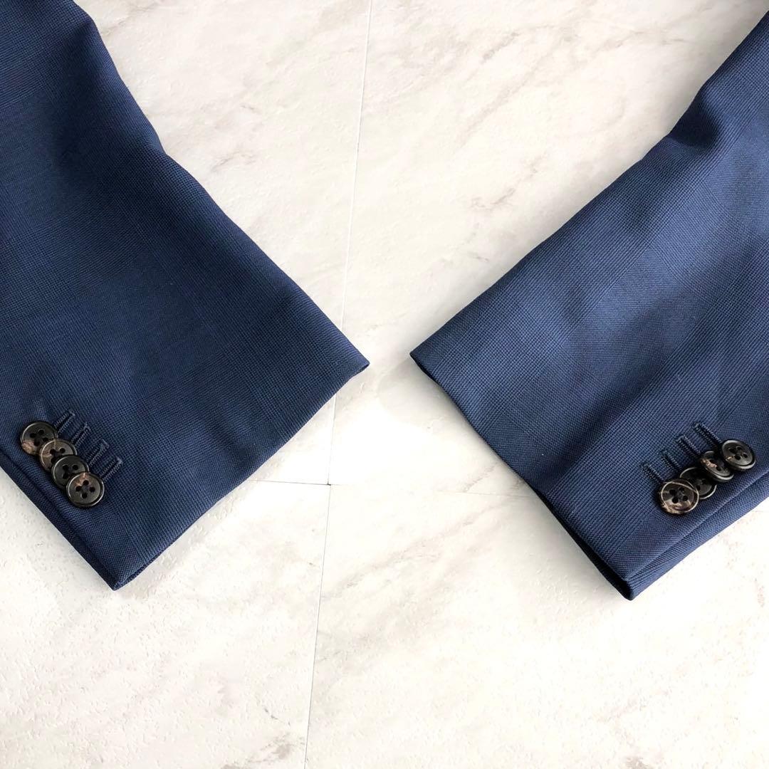 美品✨CANONICO生地 オーダーメイドスーツ 裏地ペイズリー柄 ネイビー系