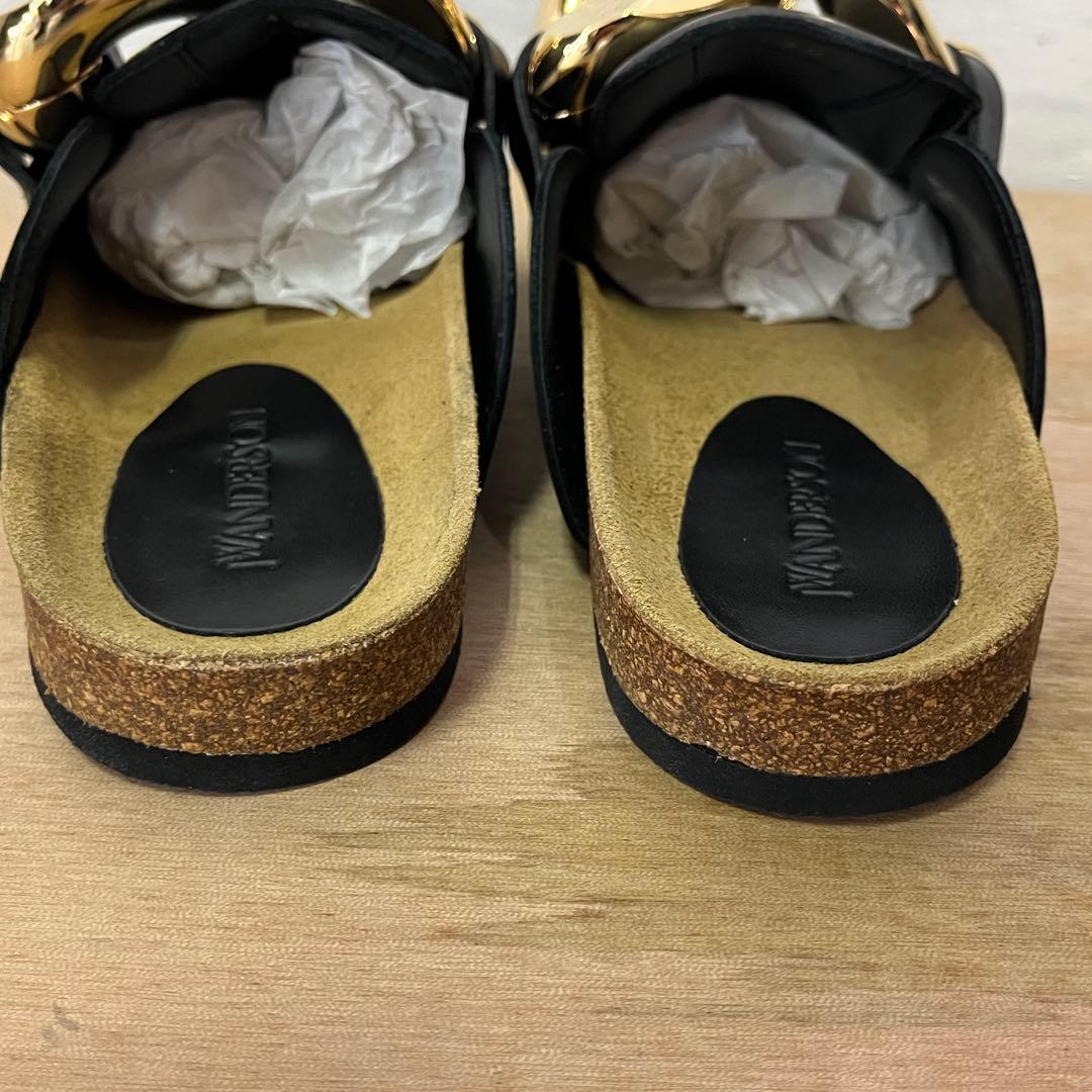 靴 JW ANDERSON CHAIN LOAFER MULES BLACK 40