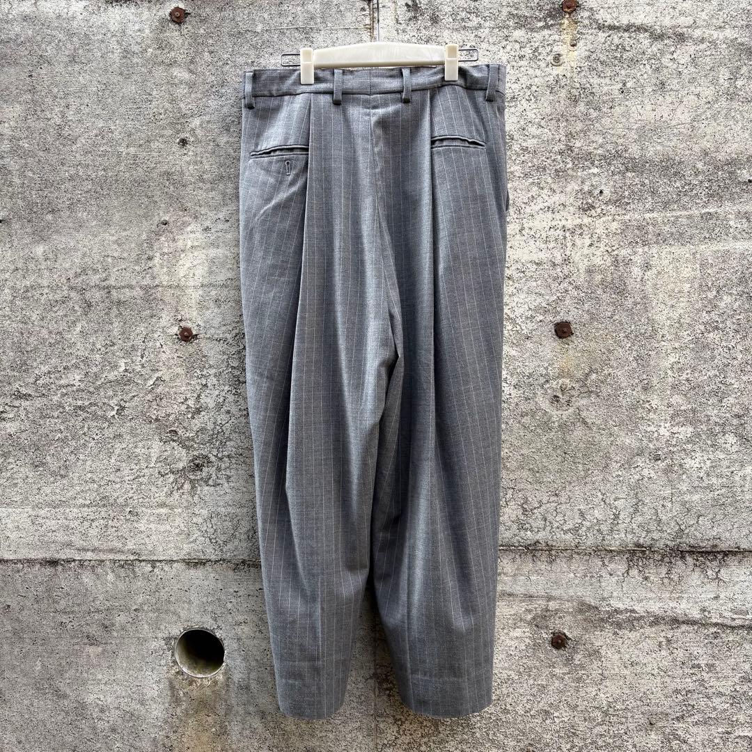 URU ウル 1TUCK PANTS グレー ワイド スラックス ストライプ