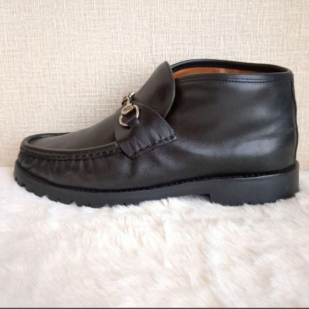 GUCCI チャッカブーツ ホースビット 金具 レザー タンクソール ブラック
