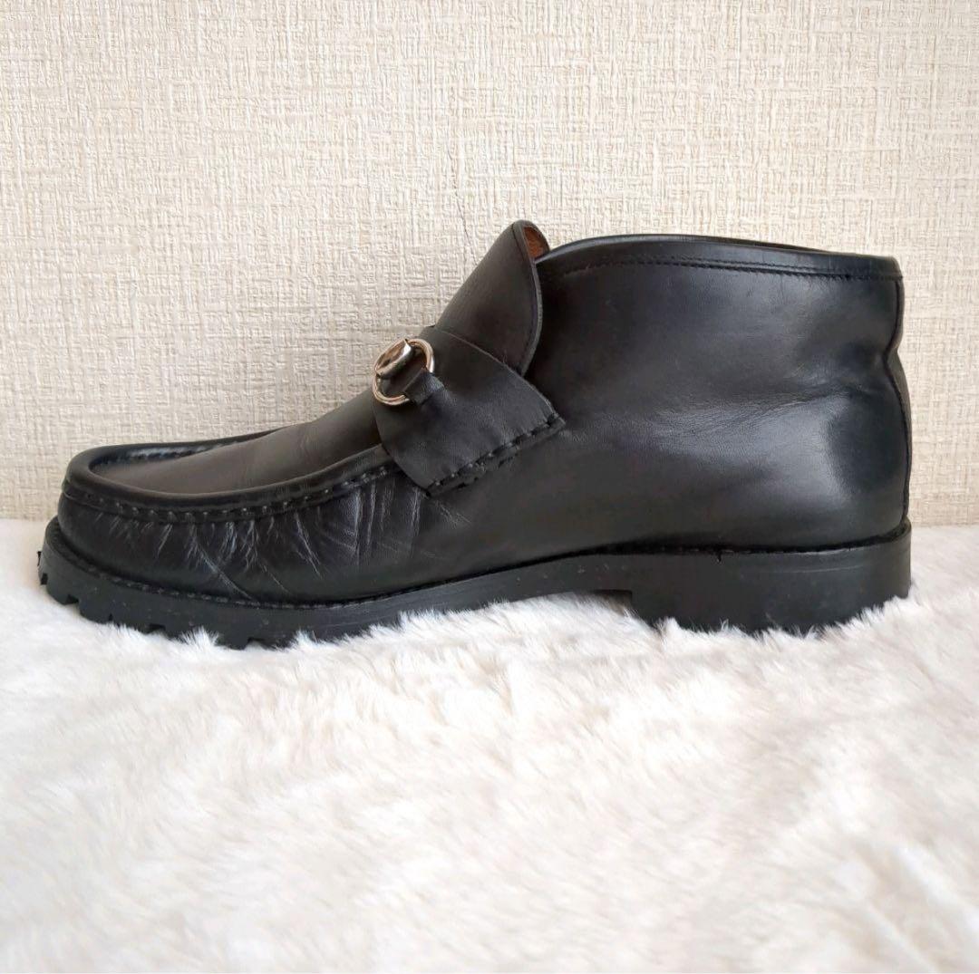 GUCCI チャッカブーツ ホースビット 金具 レザー タンクソール ブラック