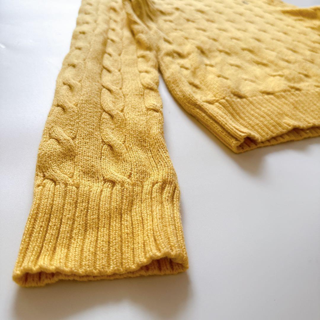 定番✨️ポロラルフローレン クルーネックケーブルニット ポニー イエロー S