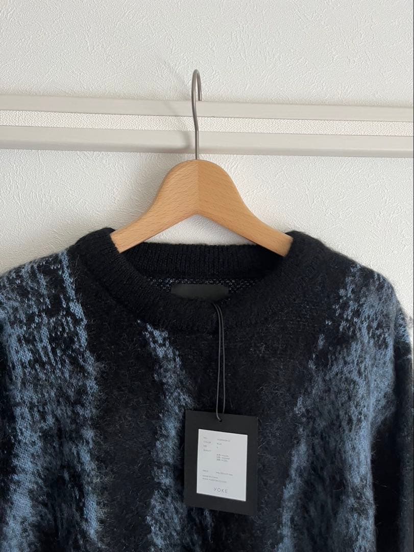トップス YOKE JACQUARD MOHAIR SWEATER #BLUE
