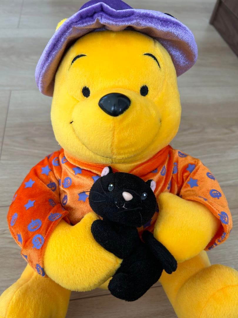 【レア】ハロウィンプーさん ぬいぐるみ 約30cm 黒猫付き