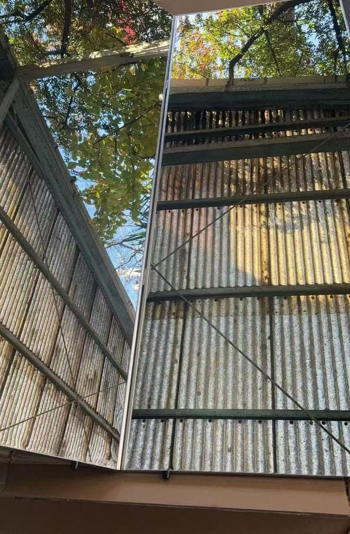 【中古】折り畳み 割れない鏡 ダンスミラー 60cmx2枚 銀 2番