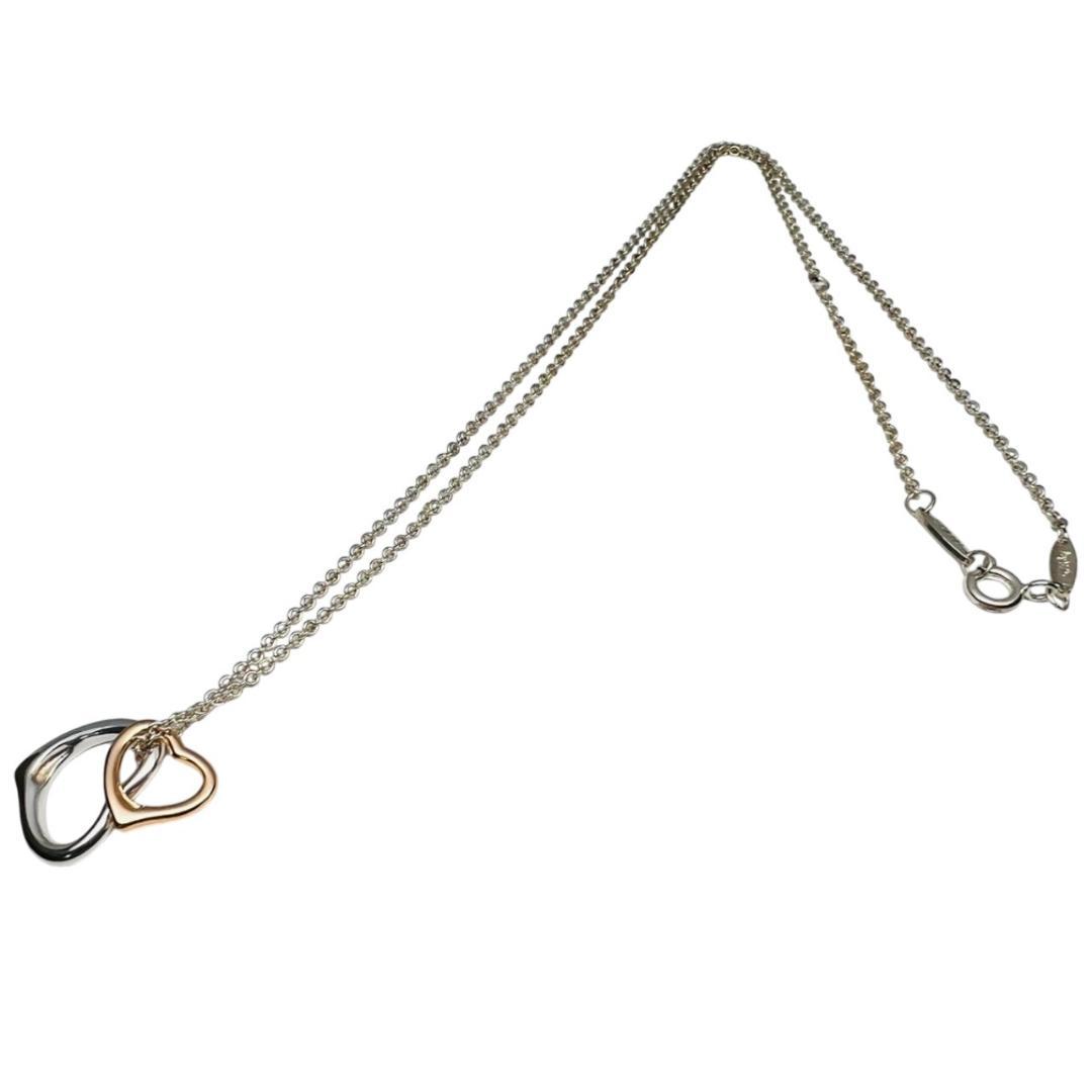 【極美品】TIFFANY ネックレス AU750 オープンハート ゴールドコンビ