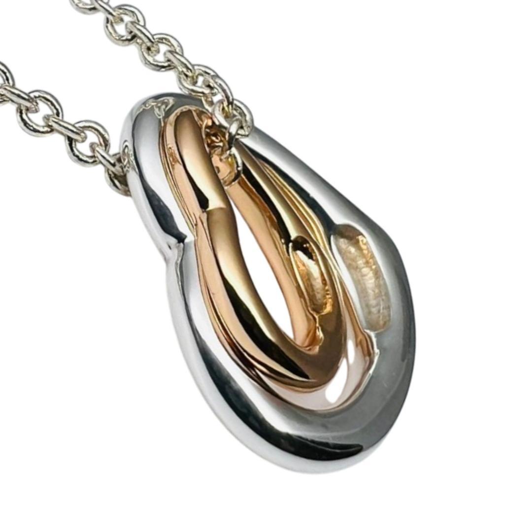 【極美品】TIFFANY ネックレス AU750 オープンハート ゴールドコンビ