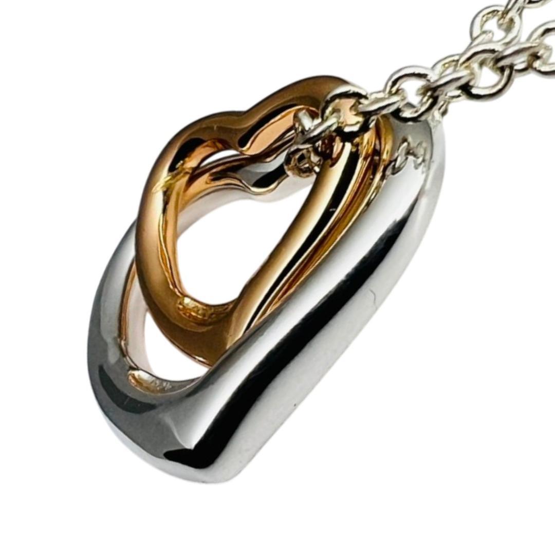 【極美品】TIFFANY ネックレス AU750 オープンハート ゴールドコンビ