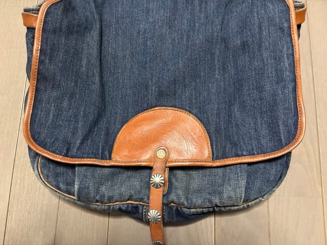 RRL ダブルアールエル デニム&レザーフラップショルダーバッグ