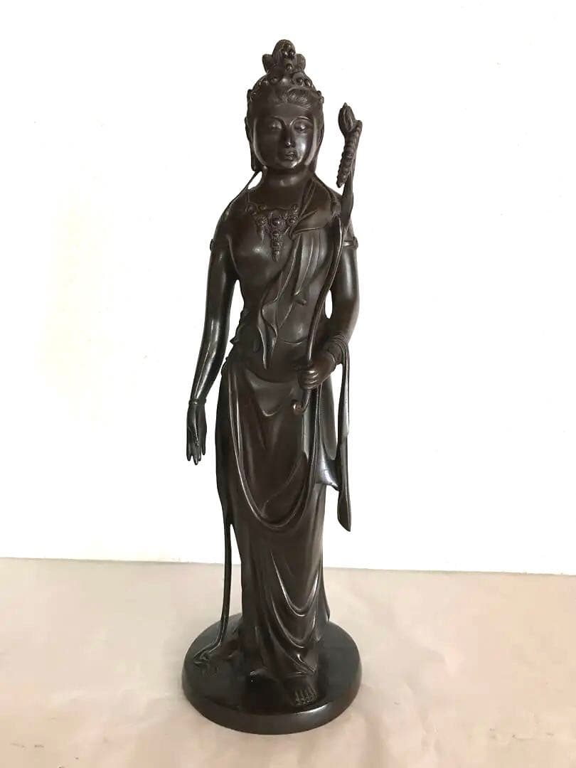 銅製:１尺３寸聖観世音菩薩像