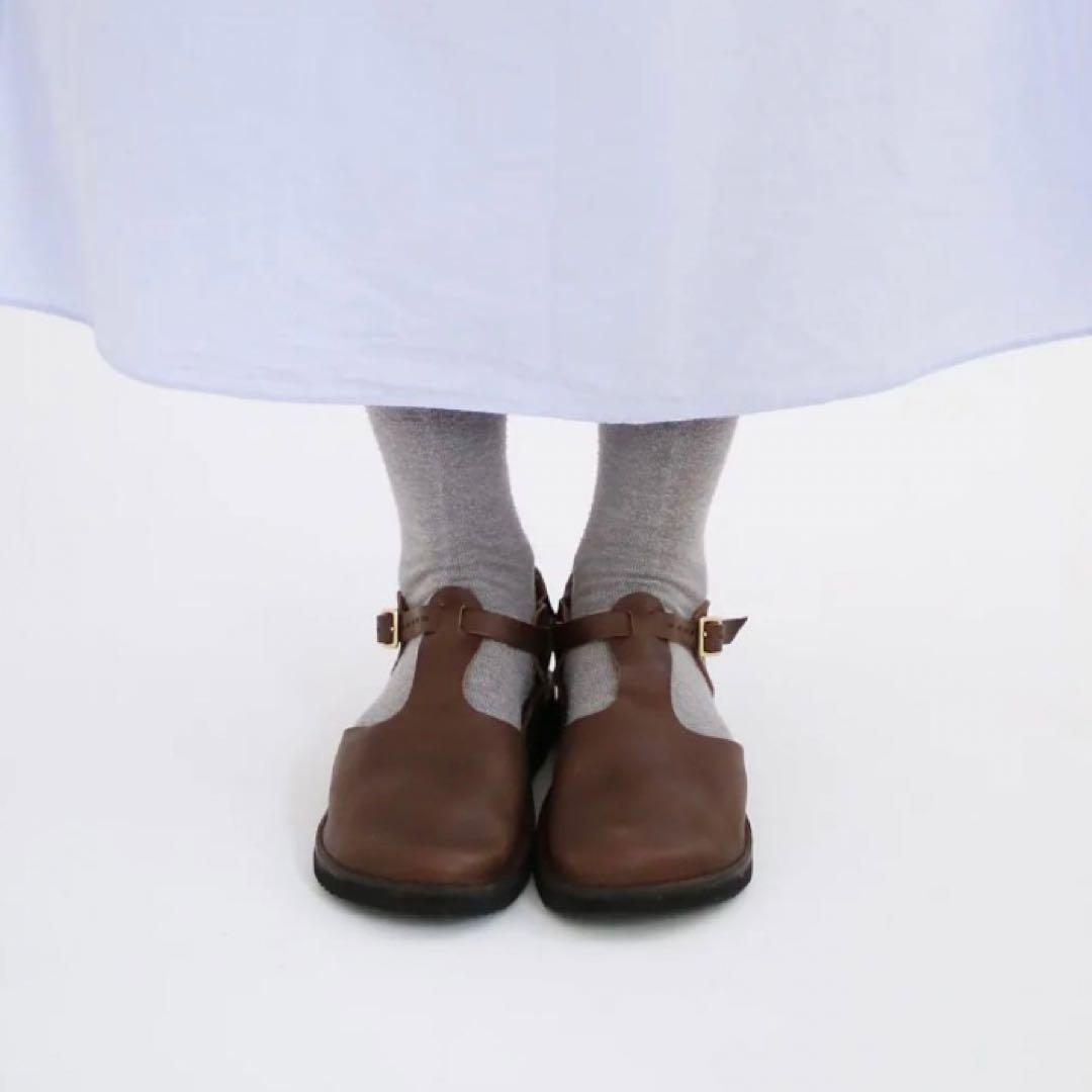 【美品】オーロラシューズ　ウエストインディアン　Tストラップ DBR 22.5㌢