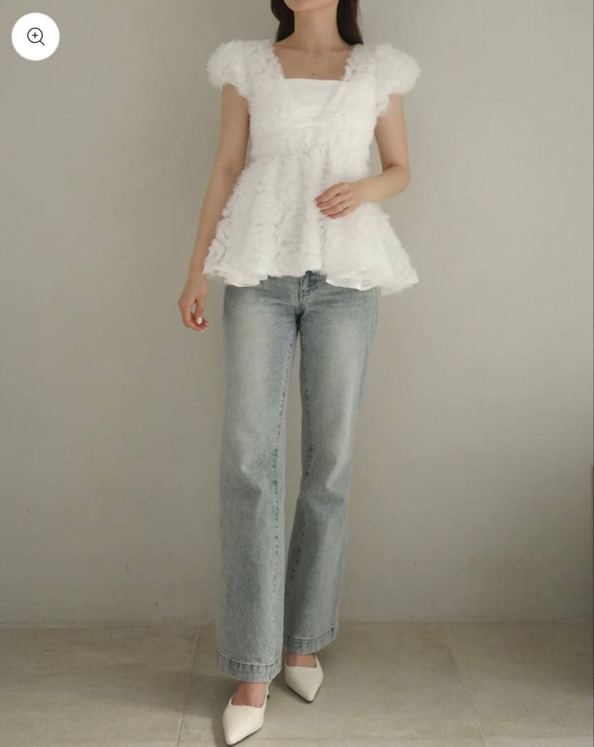 新品タグ付き polaura フラワーぺプラムバックリボンチュニック ホワイト