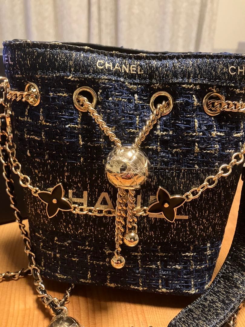 【非売品】希少 CHANELシャネル ノベルティ ネイビーツイードバケットバッグ