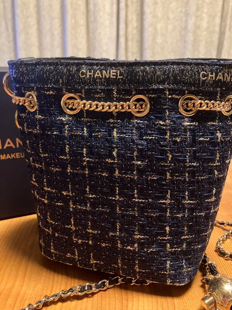 【非売品】希少 CHANELシャネル ノベルティ ネイビーツイードバケットバッグ